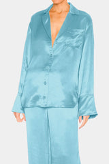 Aqua Blue Silk Shirt Women