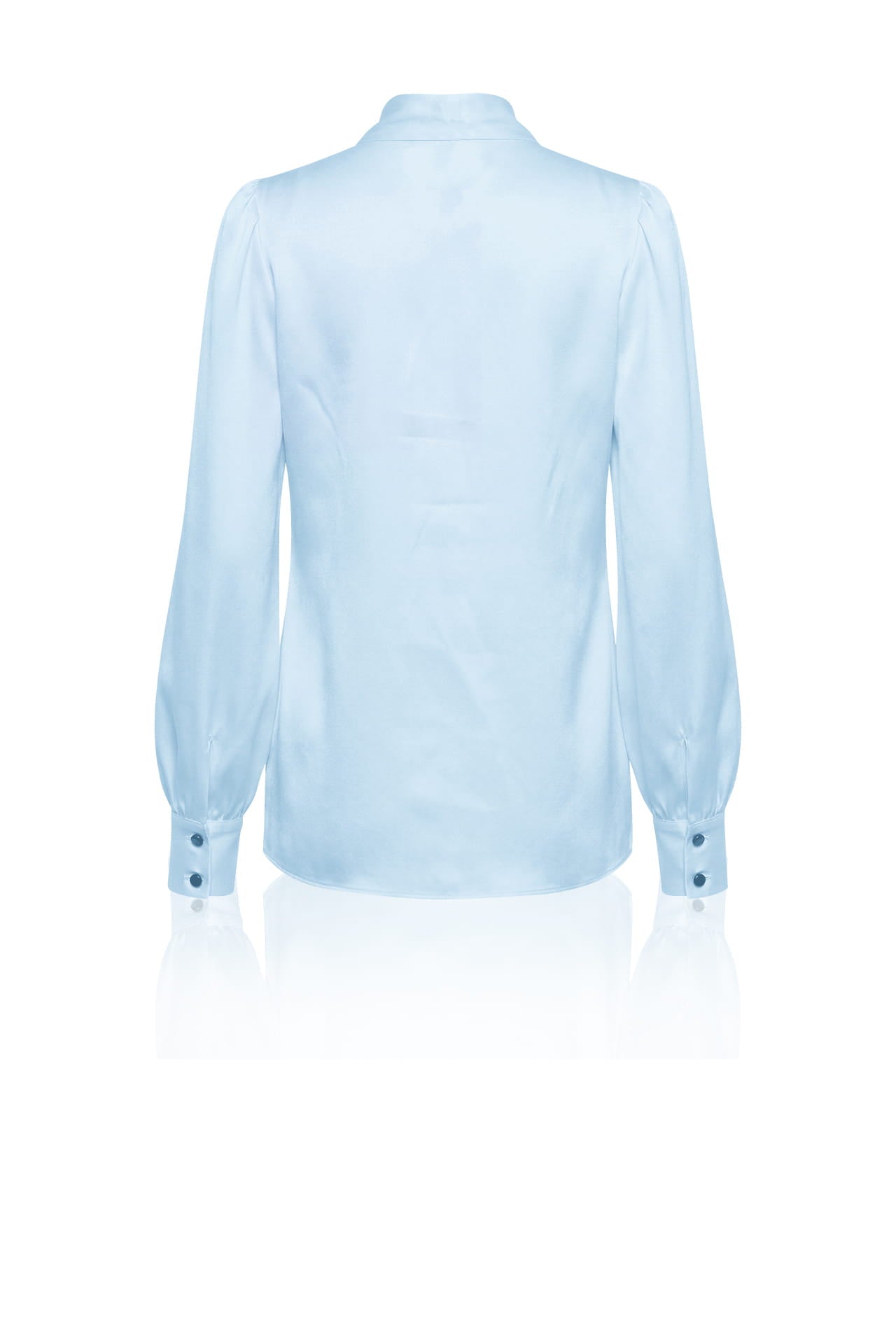 Blue Scarf Tie Neck Satin Blouse