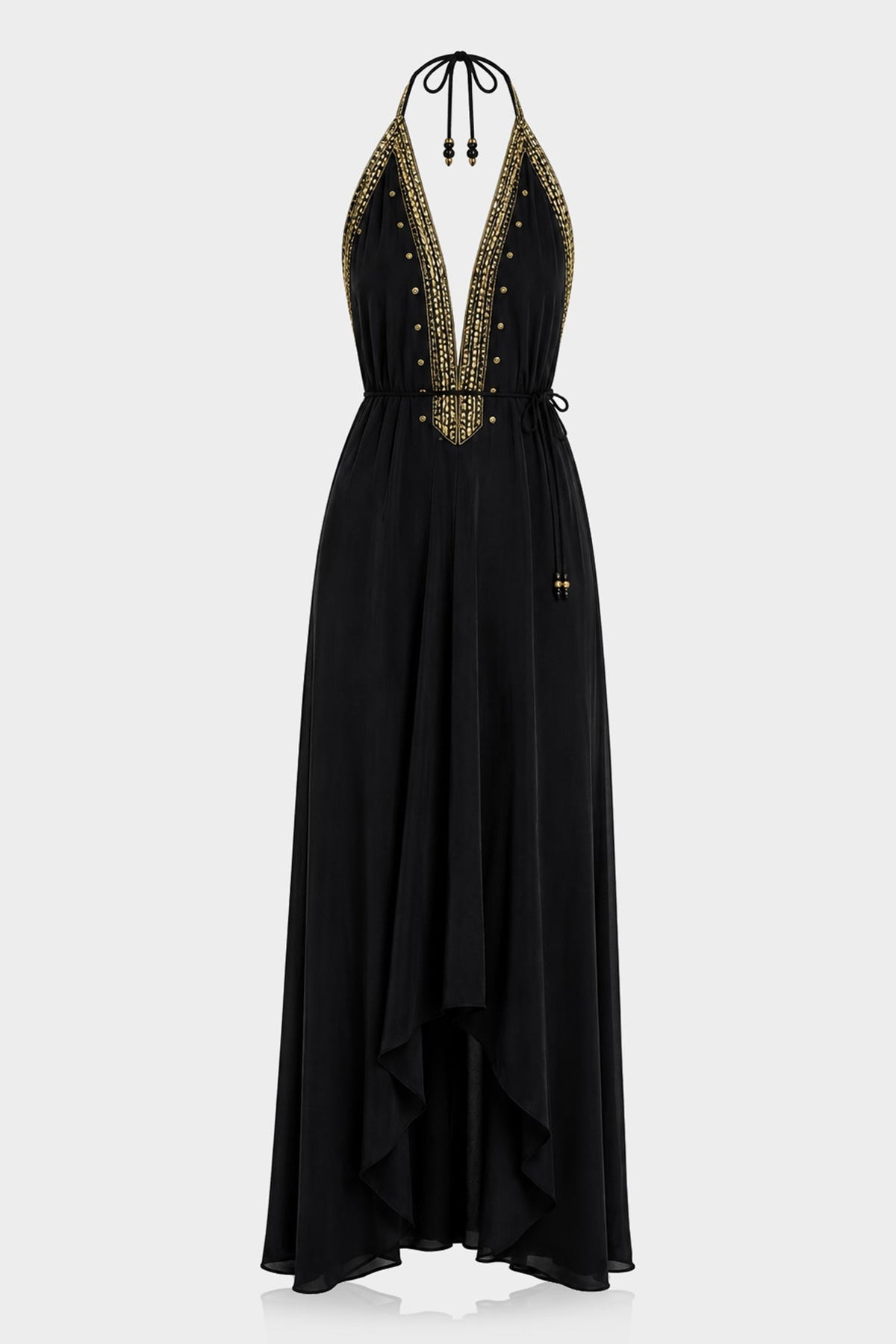 Black Draped Maxi Scarf Dress