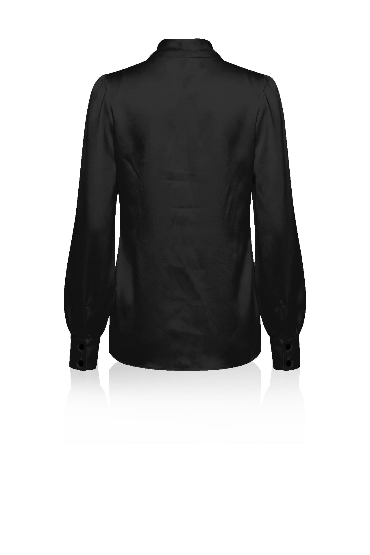 Black Satin Scarf Tie Neck Blouse