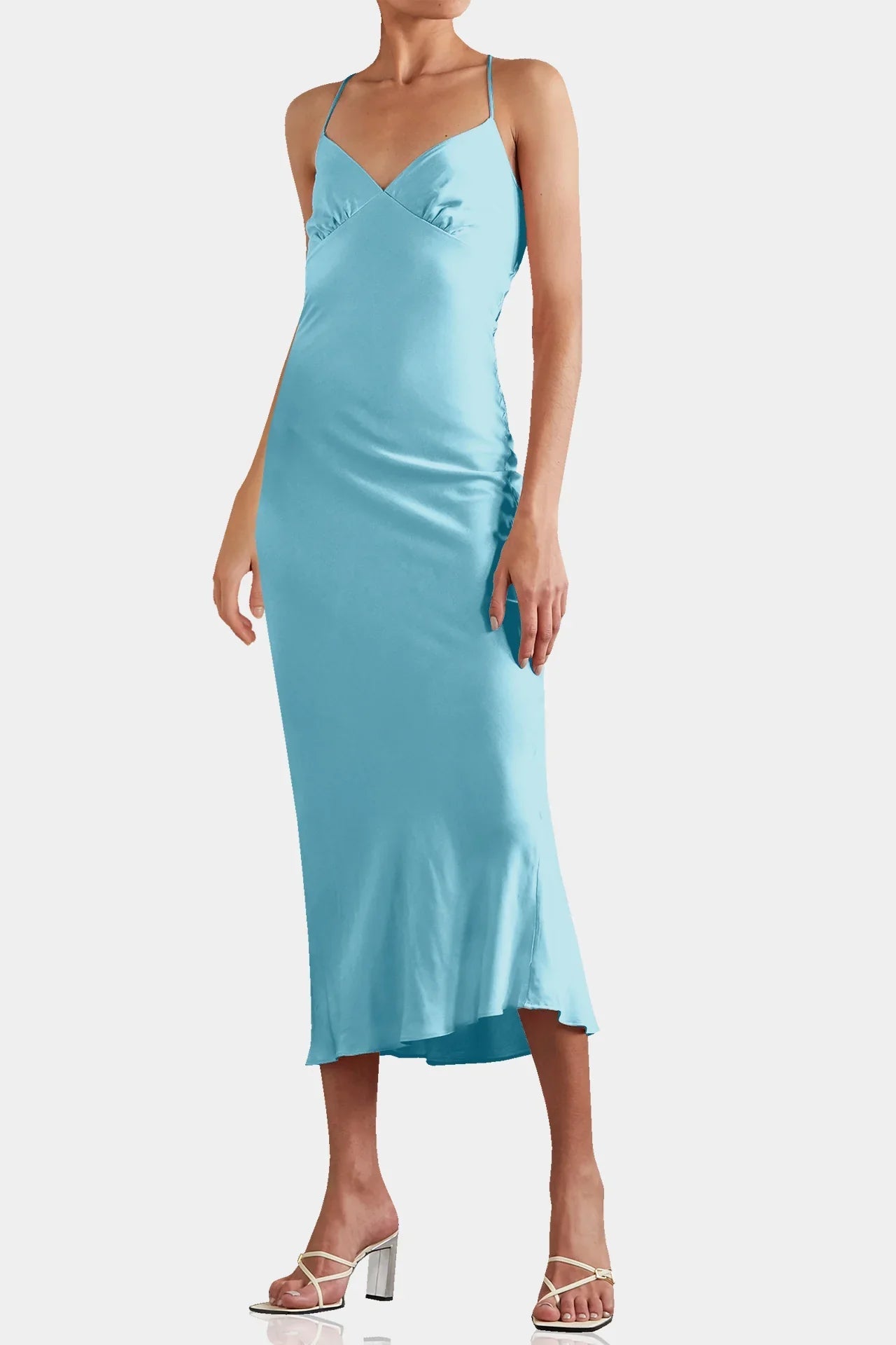 Aqua Blue Sexy Midi Dress