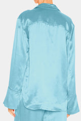 Aqua Blue Silk Shirt Women