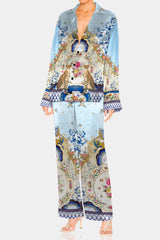 Blue Straight Leg Dress Pants